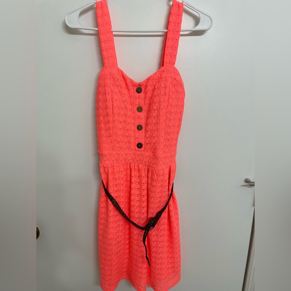 Dress with faux leather belt